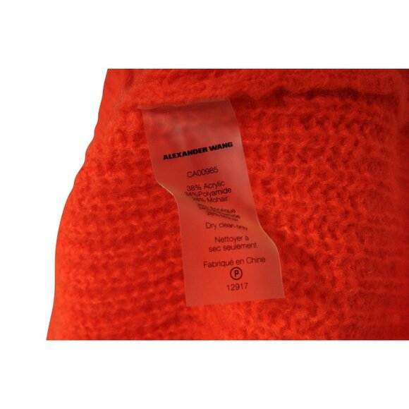 T by Alexander Wang Women Pullover Sweater Medium Orange Acrylic Mohair Knit - Picture 6 of 8